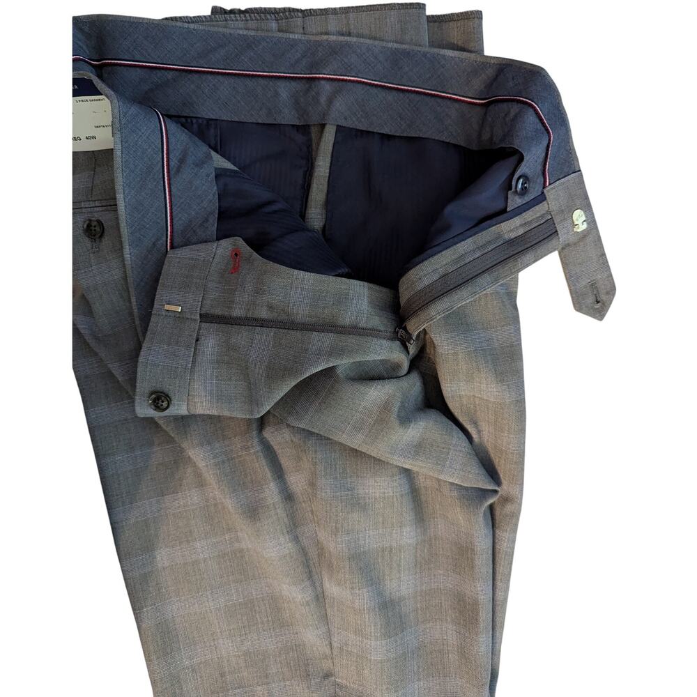 Tommy Hilfiger Lowen Grey Plaid Slim Fit Dress Slacks Men's Size 40 Trousers - Picture 6 of 10